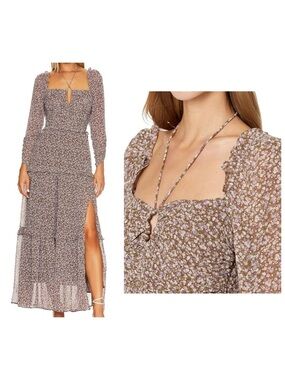 ASTR The Label Lovestruck Dress In Brown Purple Multi Size XS